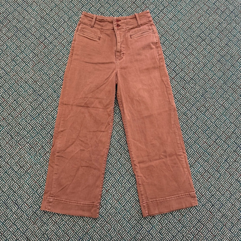 Wide Leg High-Rise Pants in Rust